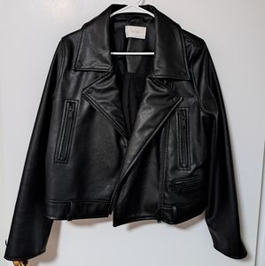 OAK + FORT VEGAN LEATHER JACKET - SIZE L